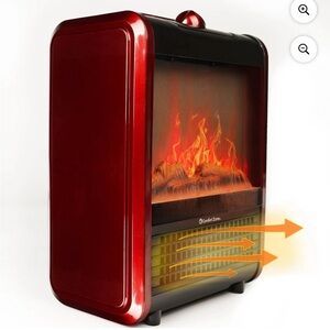 Comfort Zone Electric Fireplace Space Heater Realistic 3D Flame Red Pre Owned